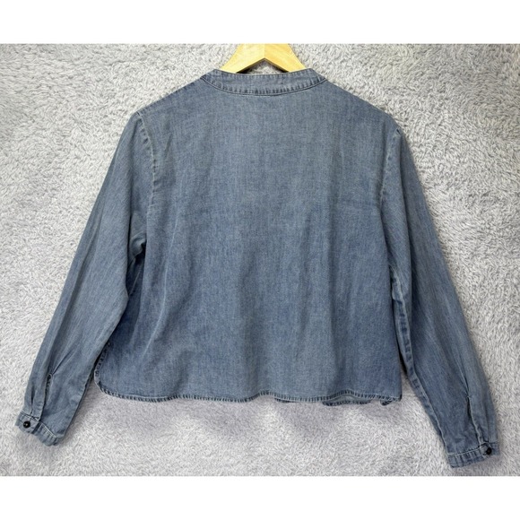 Natural Life Montana Cotton Long Sleeve Top Blue Chambray Denim Popover XS - Picture 2 of 7